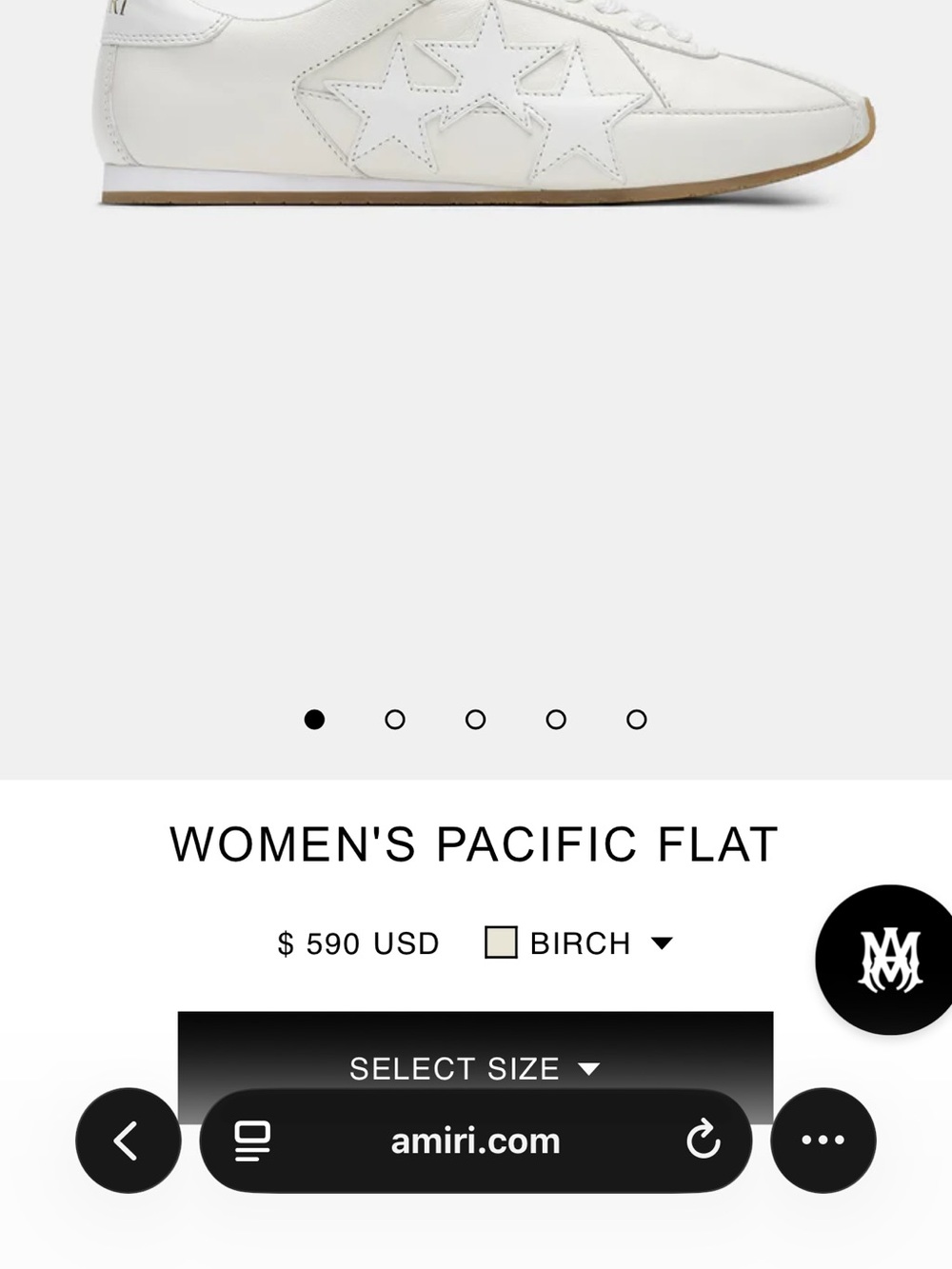 AMIRI Women's Pacific Flat Sneaker in White with Gum Sole
